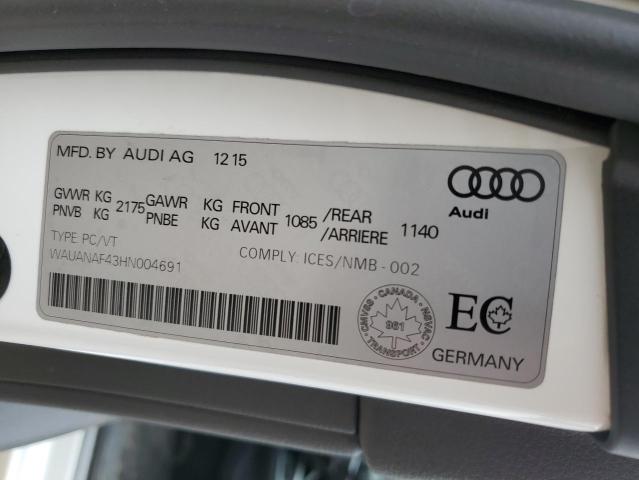 2017 Audi A4 Premium VIN: WAUANAF43HN004691 Lot: 51742904