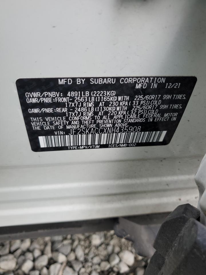 JF2SKACCXNH435908 2022 Subaru Forester