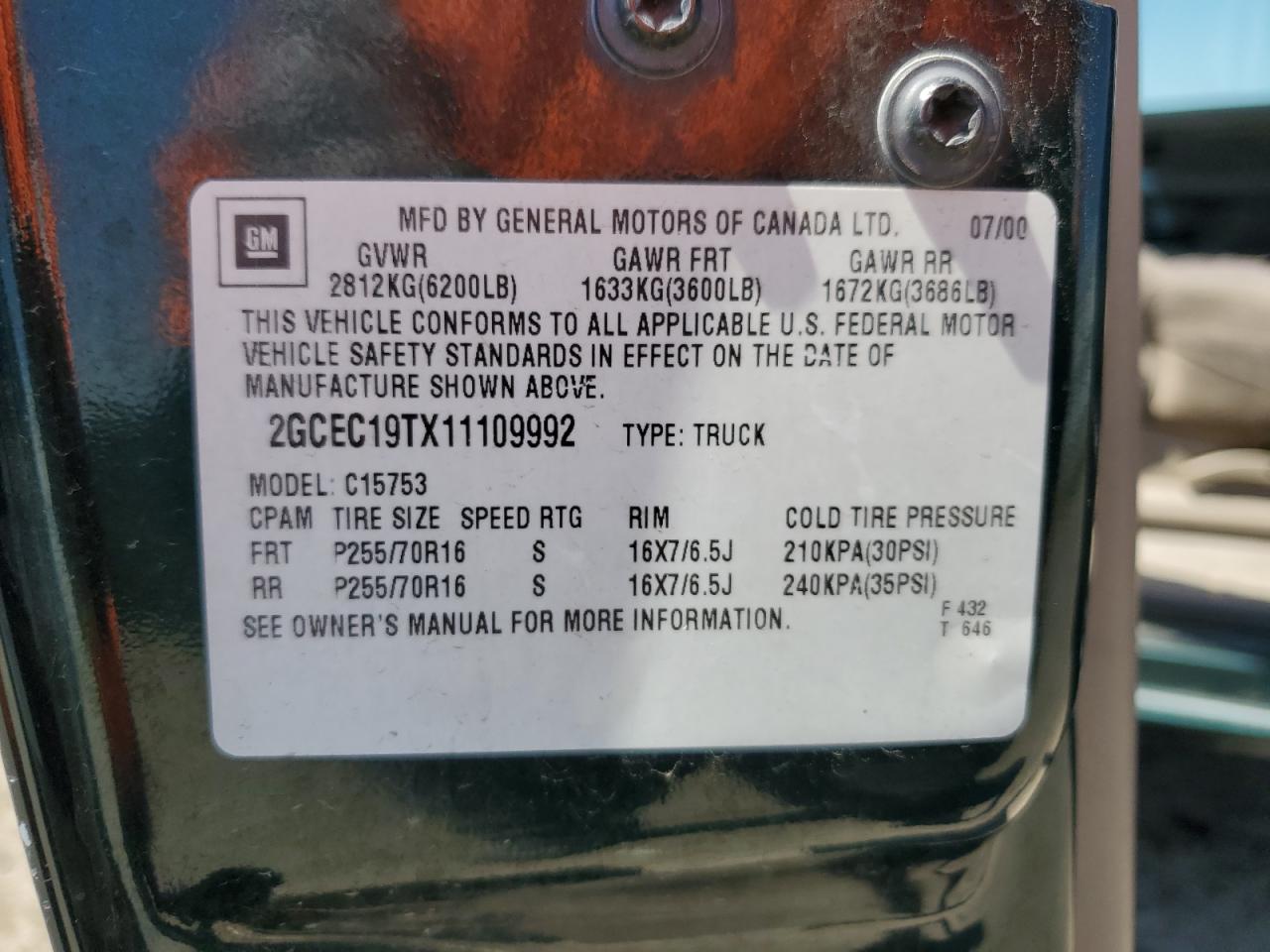 2GCEC19TX11109992 2001 Chevrolet Silverado C1500