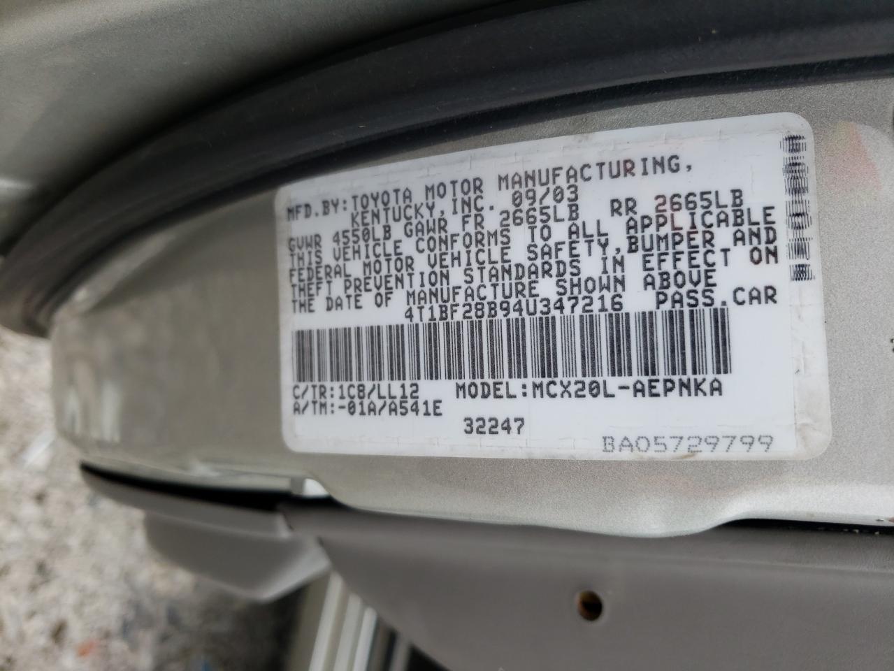 4T1BF28B94U347216 2004 Toyota Avalon Xl