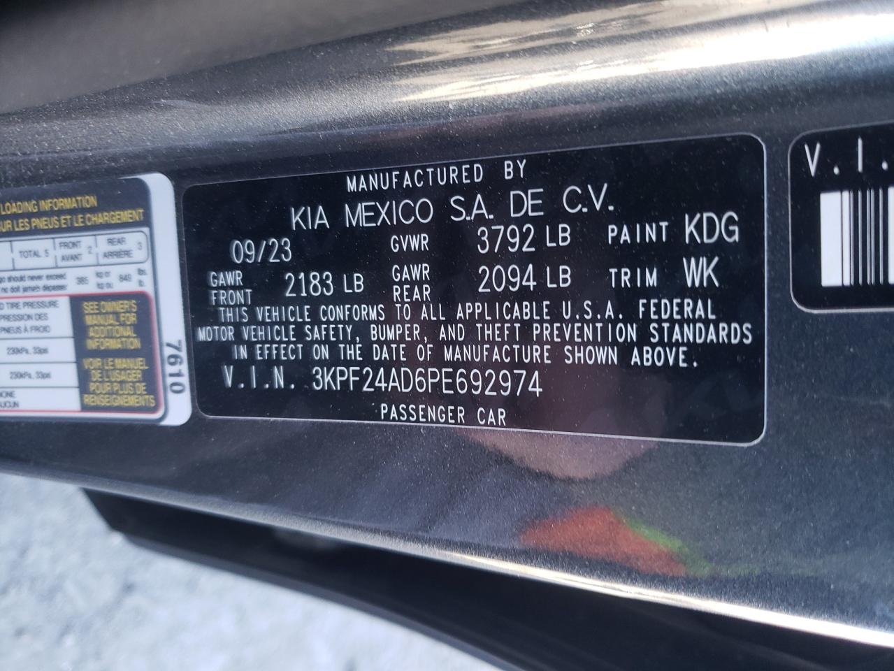 3KPF24AD6PE692974 KIA FORTE 2023