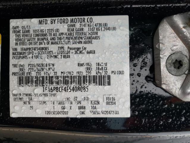 2015 Ford Mustang Gt VIN: 1FA6P8CF4F5408085 Lot: 51096524