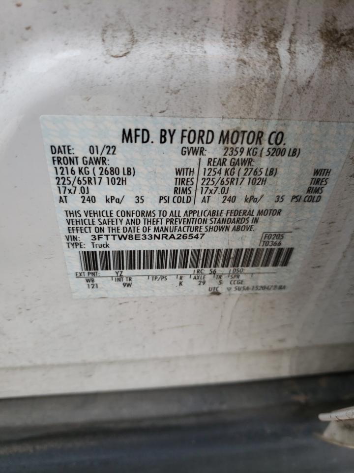 3FTTW8E33NRA26547 FORD MAVERICK 2022