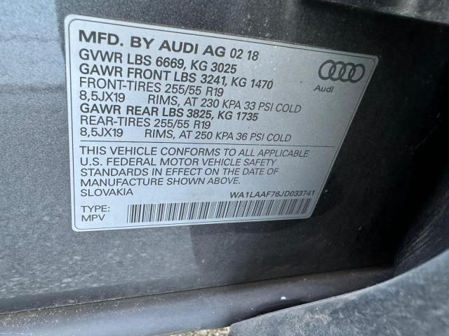 VIN WA1LAAF76JD033741 2018 Audi Q7, Premium Plus no.10