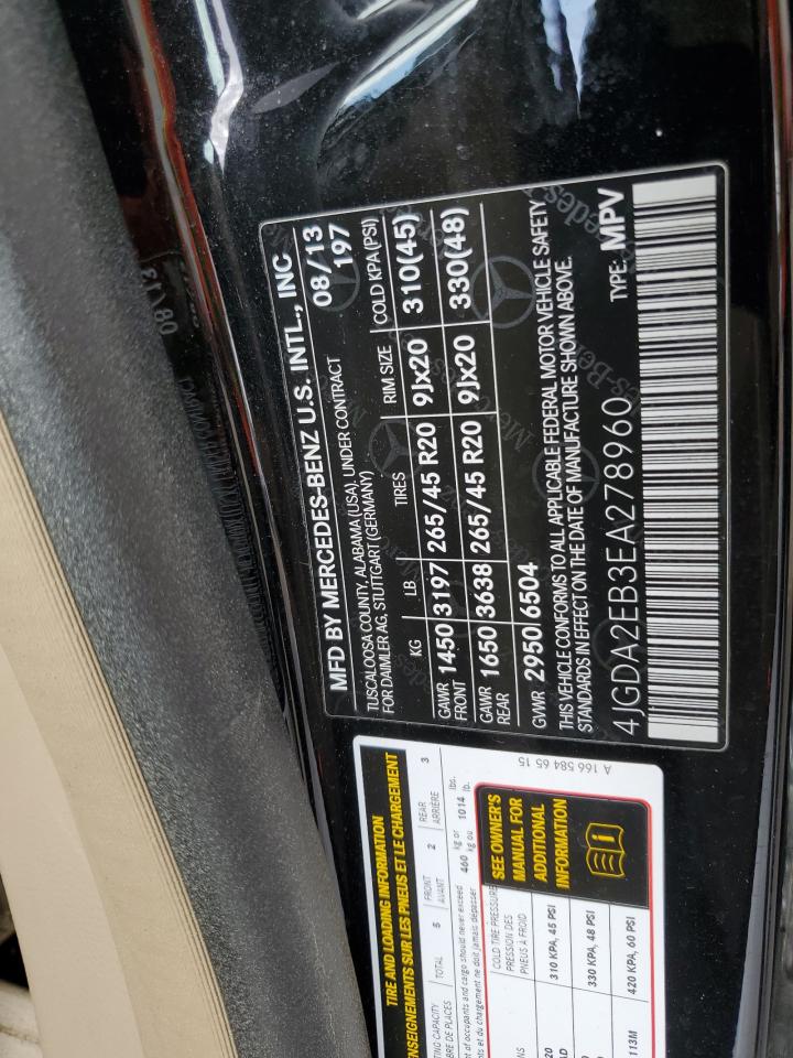 4JGDA2EB3EA278960 2014 Mercedes-Benz Ml 350 Bluetec