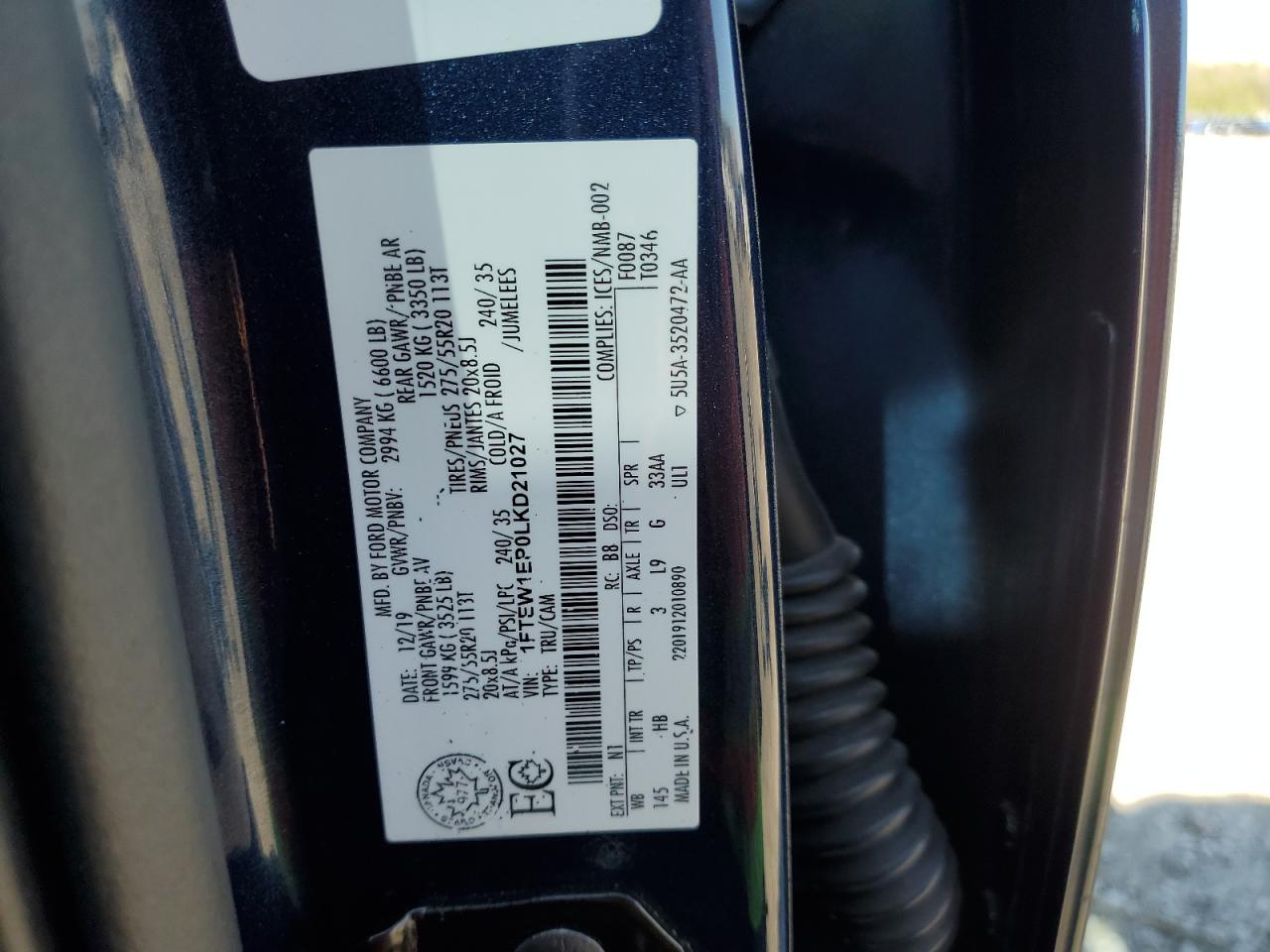 1FTEW1EP0LKD21027 FORD F-150 2020