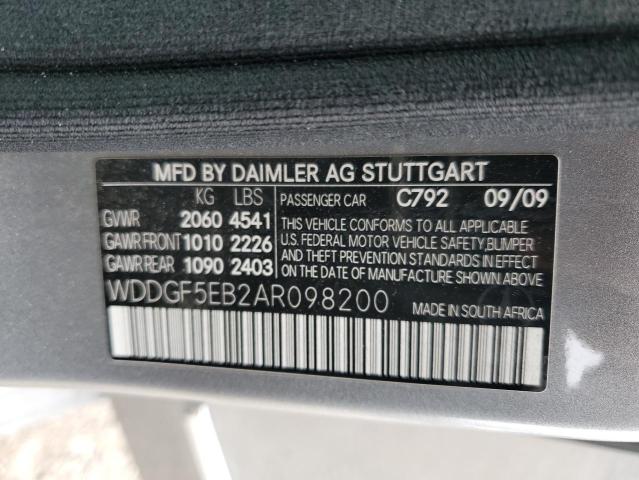 2010 Mercedes-Benz C 300 VIN: WDDGF5EB2AR098200 Lot: 52341814