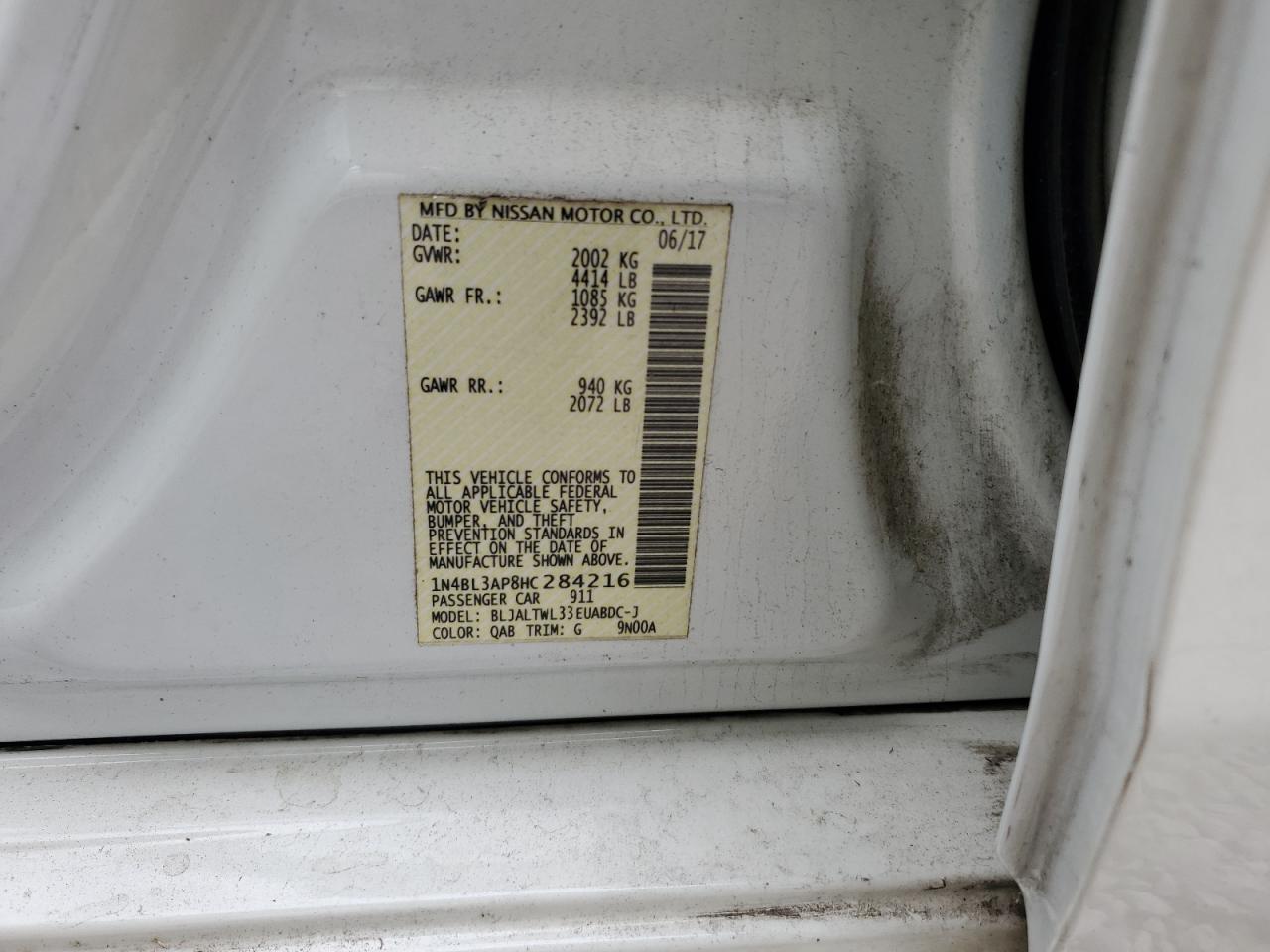 1N4BL3AP8HC284216 NISSAN ALTIMA 2017