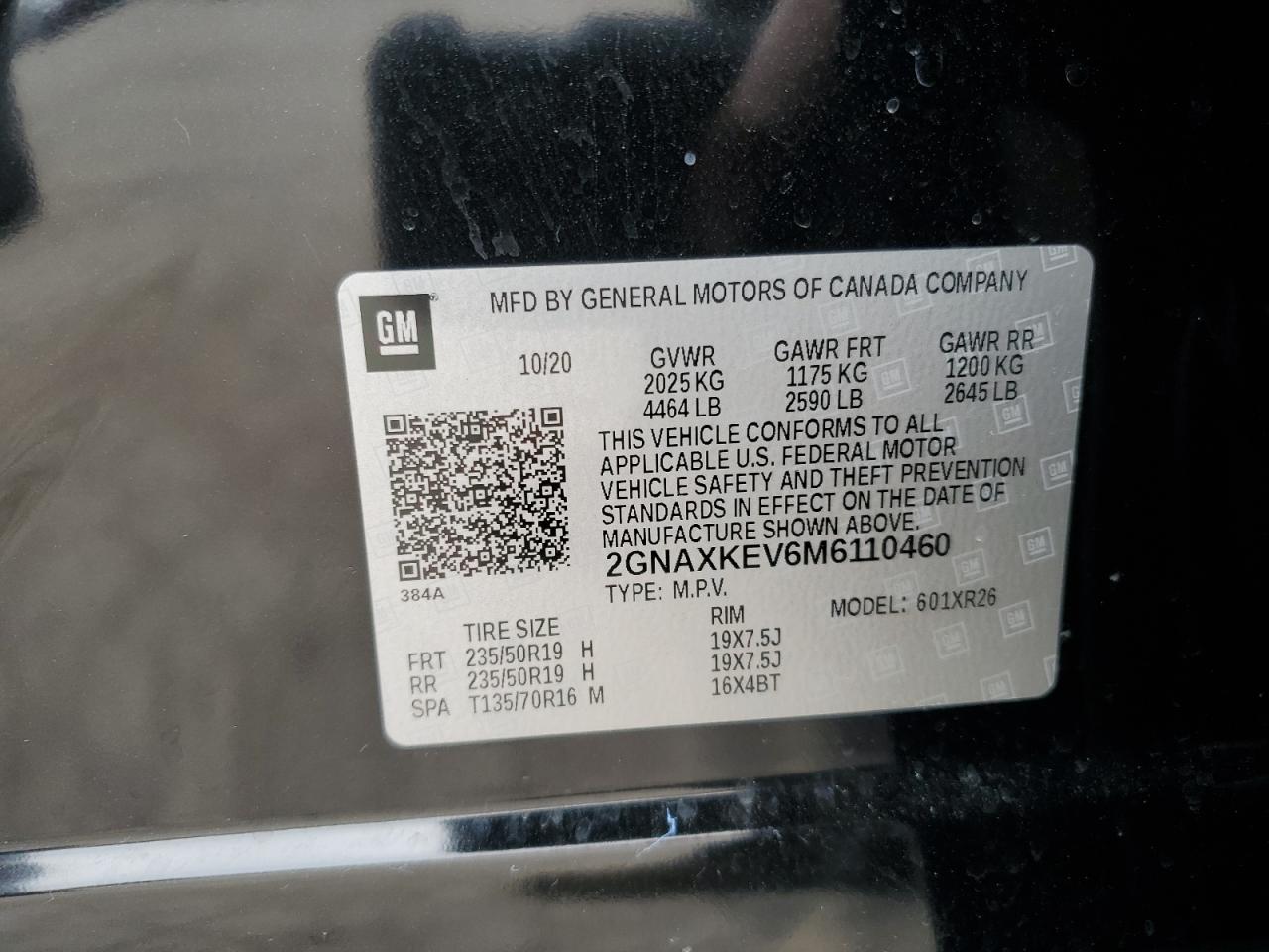 2GNAXKEV6M6110460 CHEVROLET EQUINOX 2021