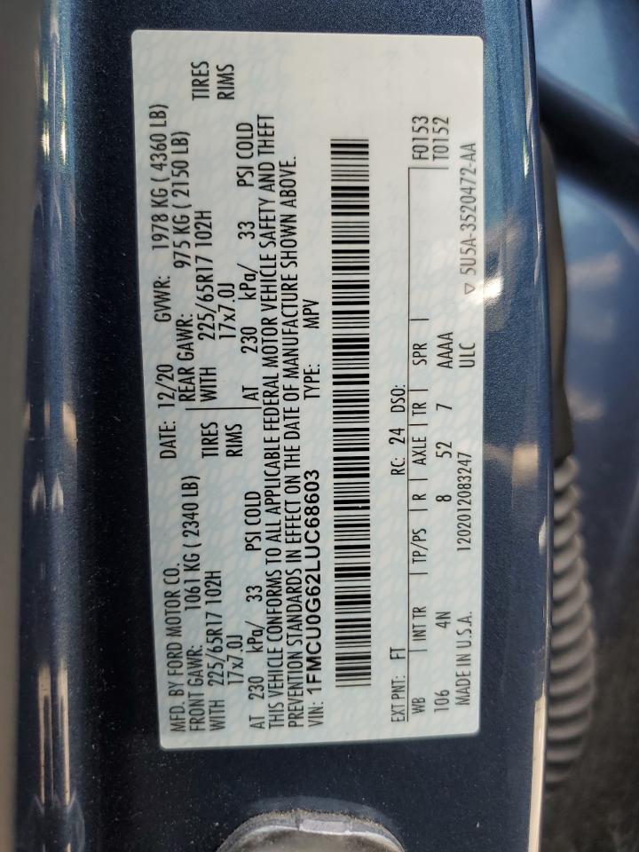 1FMCU0G62LUC68603 FORD ESCAPE 2020