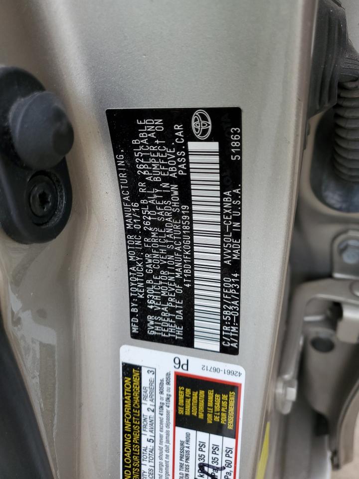 4T1BD1FK0GU185919 2016 Toyota Camry Hybrid