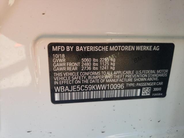 2019 BMW 540 I VIN: WBAJE5C59KWW10096 Lot: 52012984