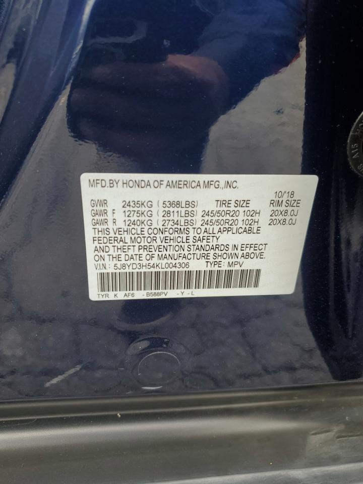 5J8YD3H54KL004306 2019 Acura Mdx Technology