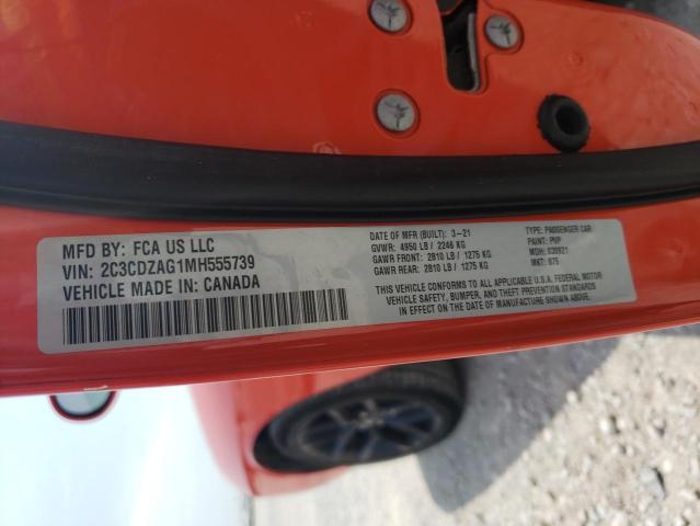 2021 Dodge Challenger Sxt VIN: 2C3CDZAG1MH555739 Lot: 50978044