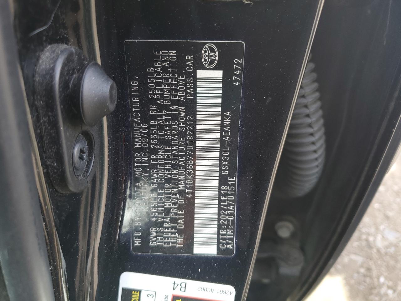 4T1BK36B77U182212 2007 Toyota Avalon Xl