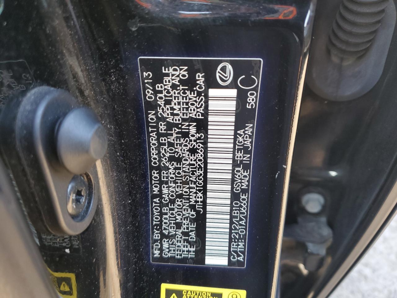 JTHBK1GG3E2086913 2014 Lexus Es 350