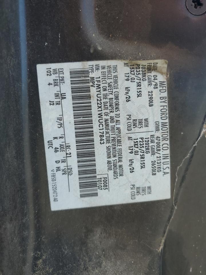 1FMYU22X1WUC17843 1998 Ford Explorer