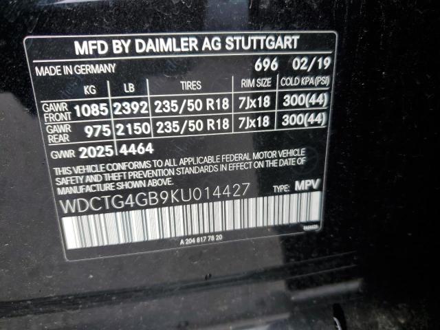 VIN WDCTG4GB9KU014427 2019 Mercedes-Benz GLA-Class,... no.13