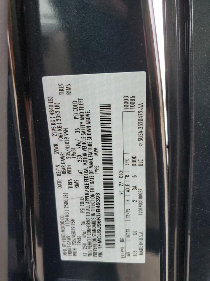 1FMCU9J96KUB49393 FORD ESCAPE 2019