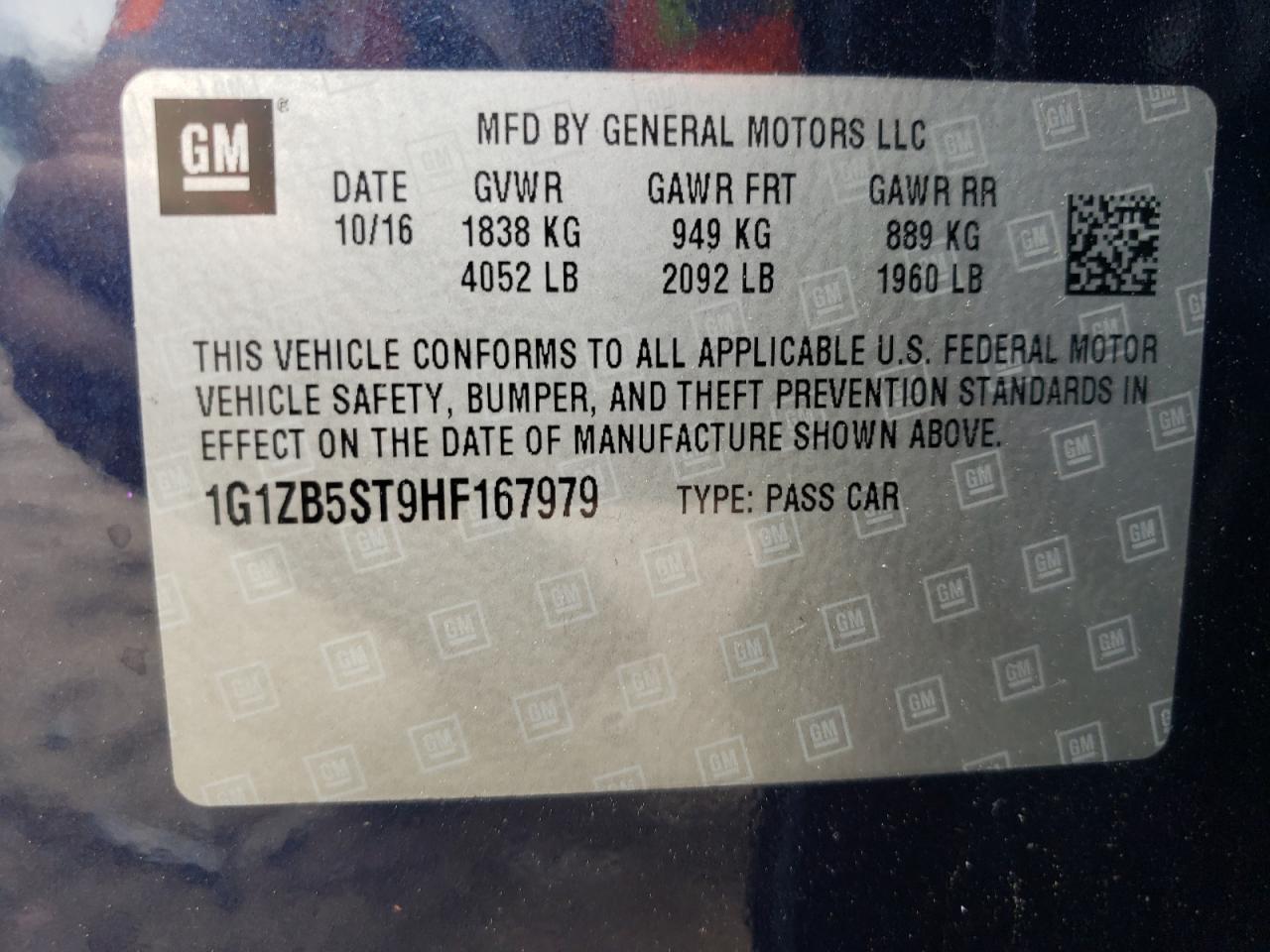 1G1ZB5ST9HF167979 CHEVROLET MALIBU 2017