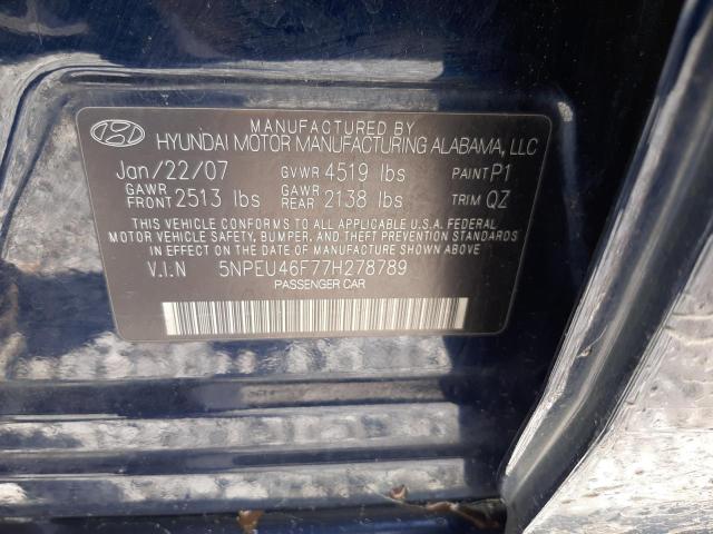 2007 Hyundai Sonata Se VIN: 5NPEU46F77H278789 Lot: 51435374