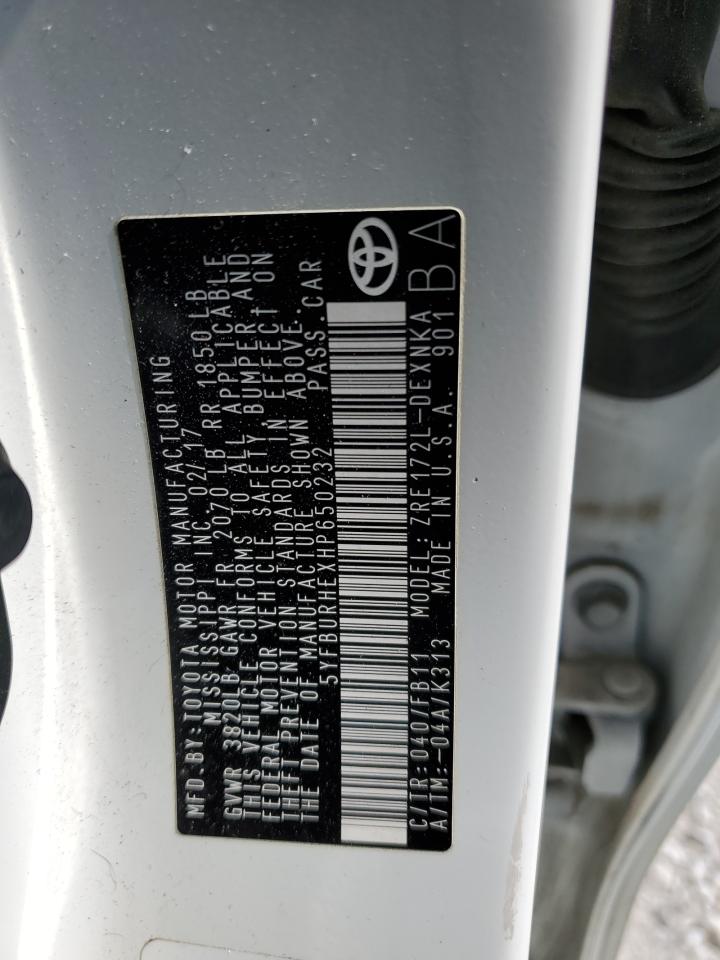 5YFBURHEXHP650232 2017 Toyota Corolla L