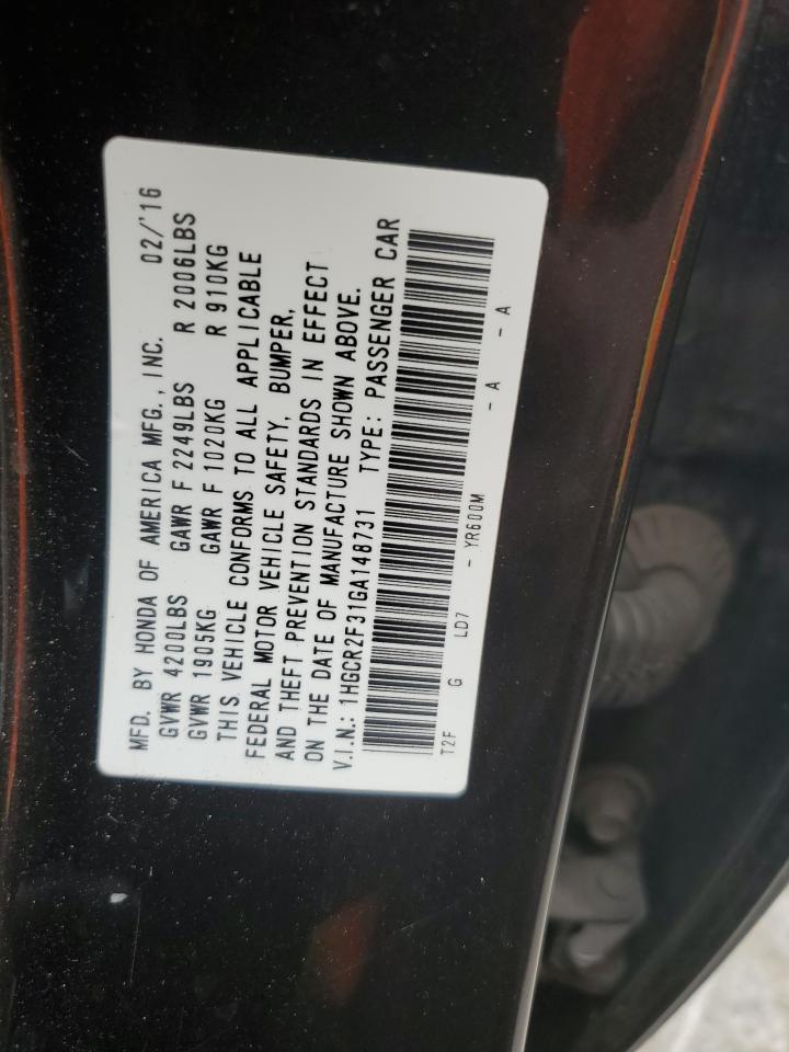 1HGCR2F31GA148731 HONDA ACCORD 2016