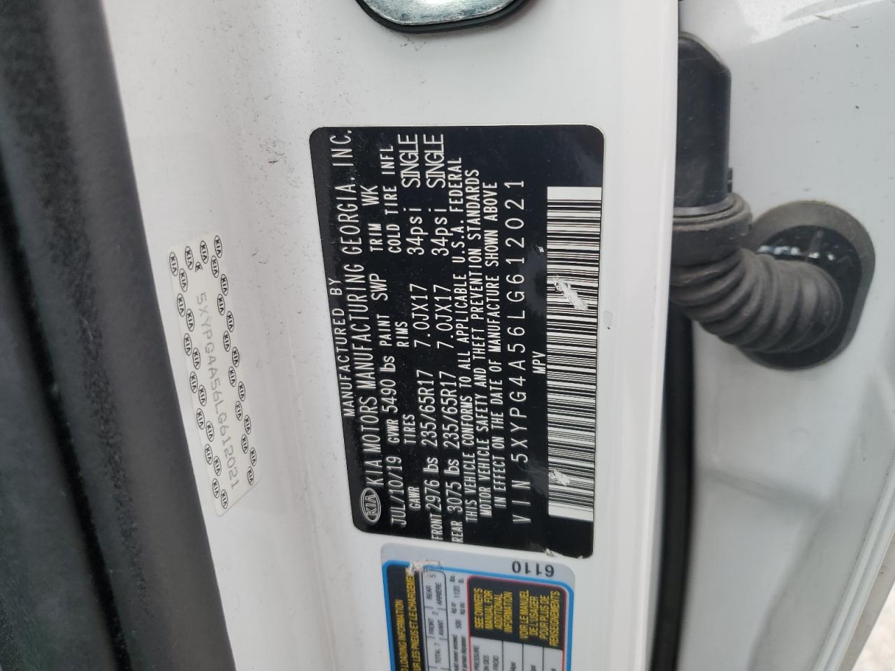 5XYPG4A56LG622021 2020 Kia Sorento S