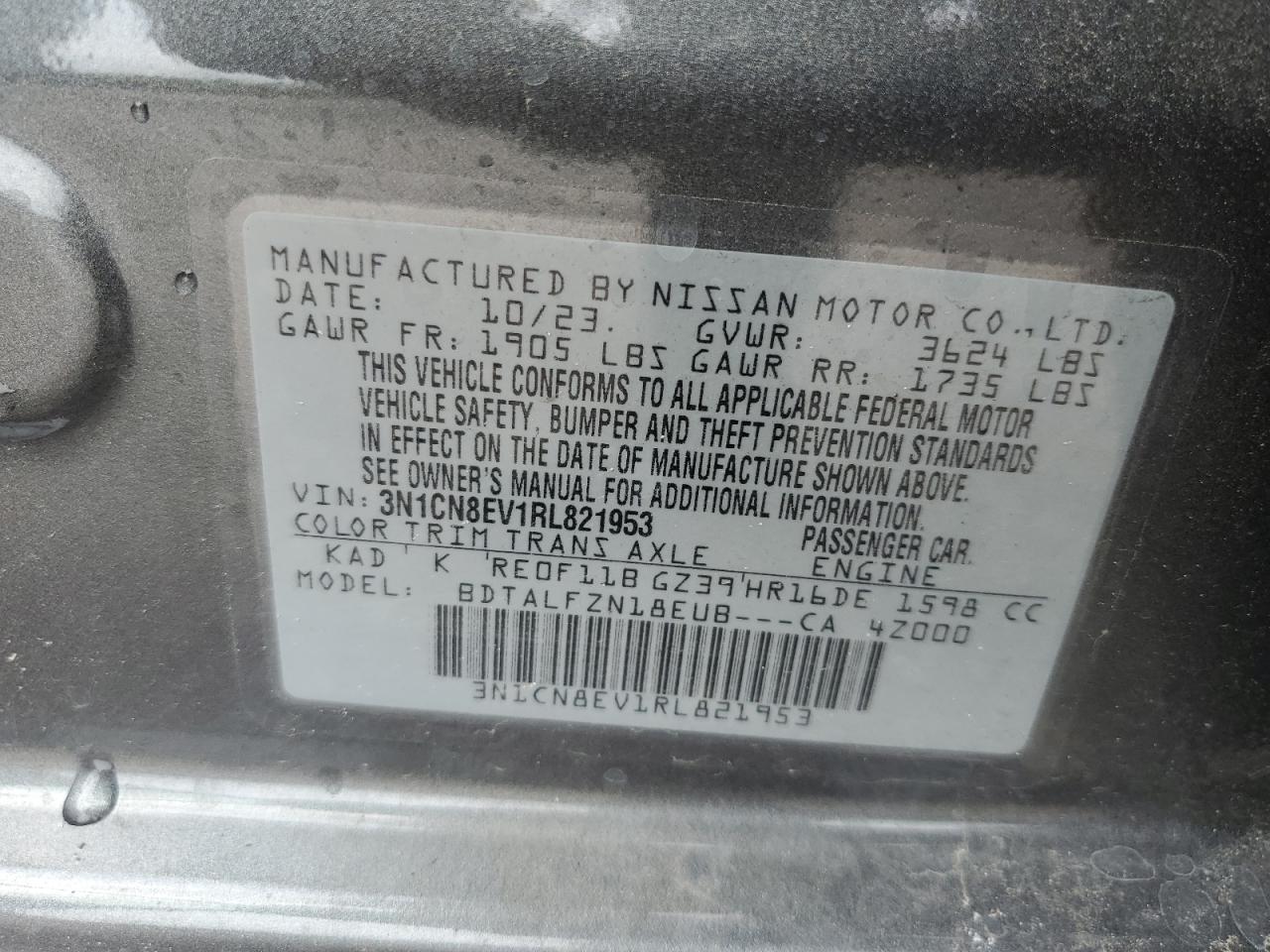 3N1CN8EV1RL821953 2024 Nissan Versa Sv