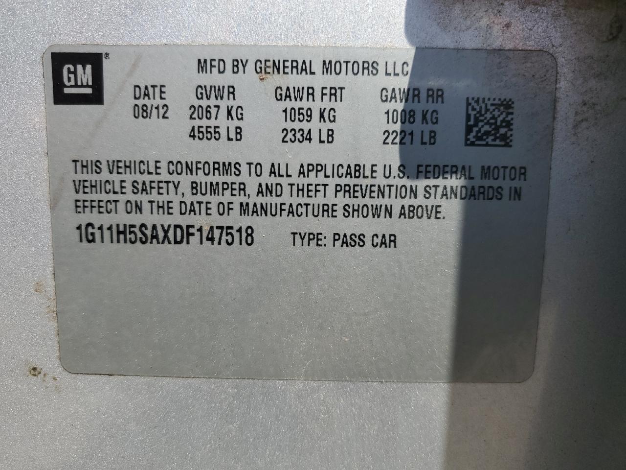 1G11H5SAXDF147518 2013 Chevrolet Malibu Ltz