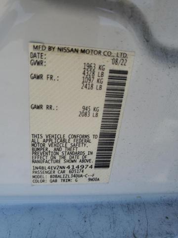 2022 Nissan Altima Sl VIN: 1N4BL4EV2NN414974 Lot: 52325734