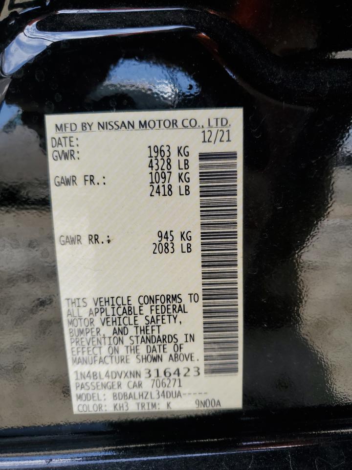 1N4BL4DVXNN316423 NISSAN ALTIMA 2022