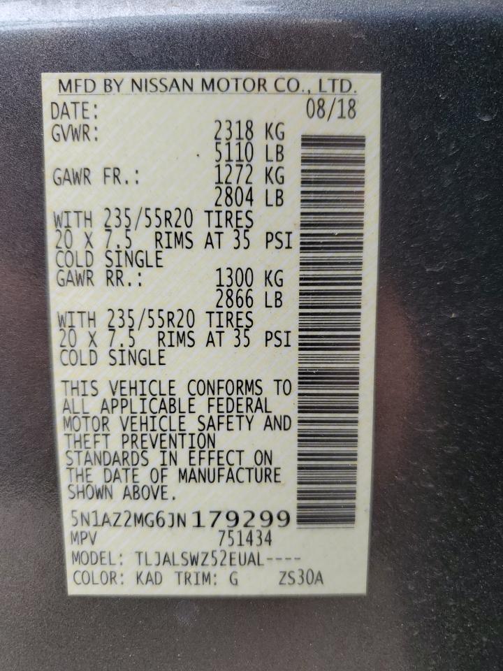 5N1AZ2MG6JN179299 NISSAN MURANO 2018