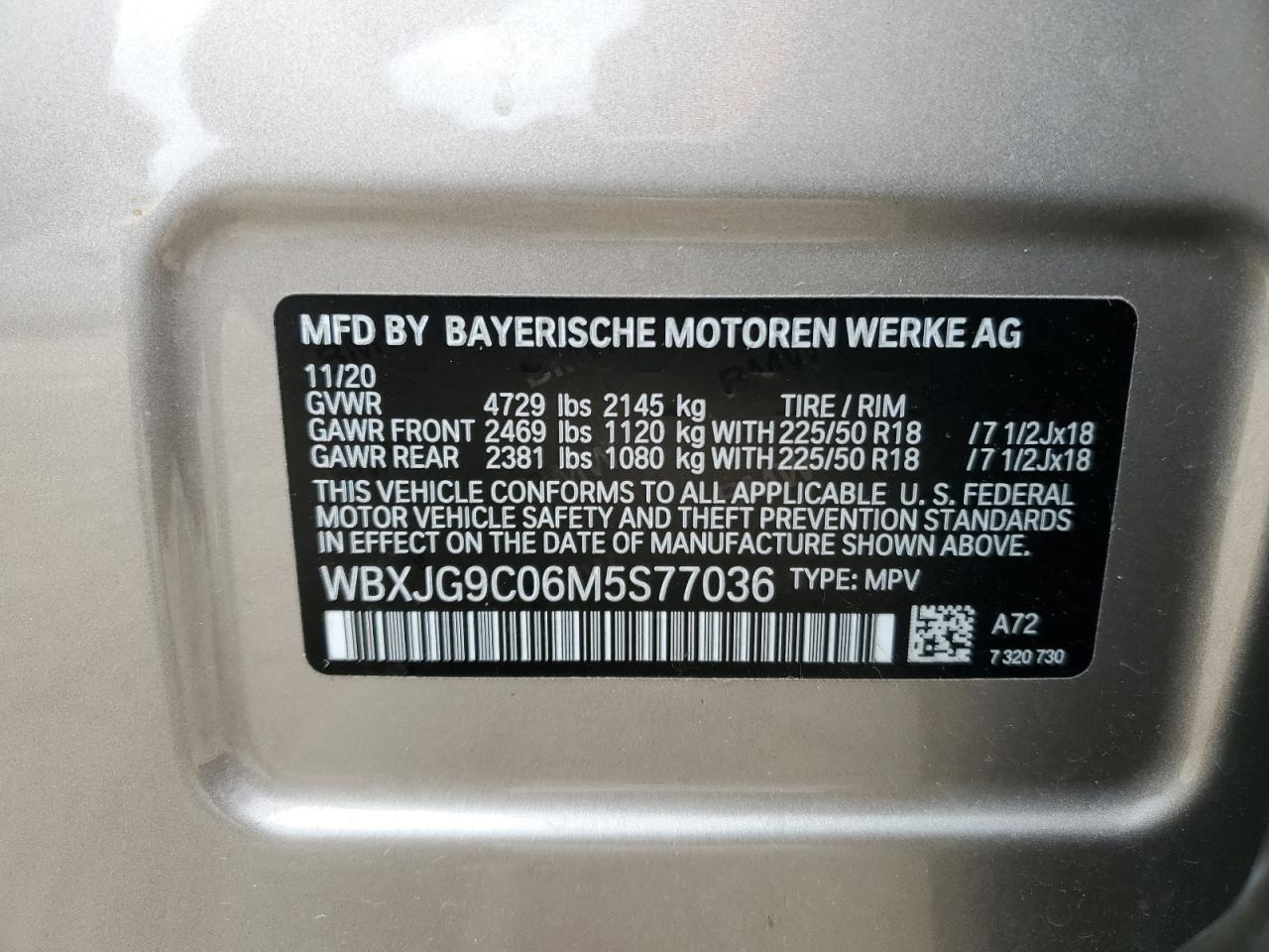 WBXJG9C06M5S77036 2021 BMW X1 xDrive28I