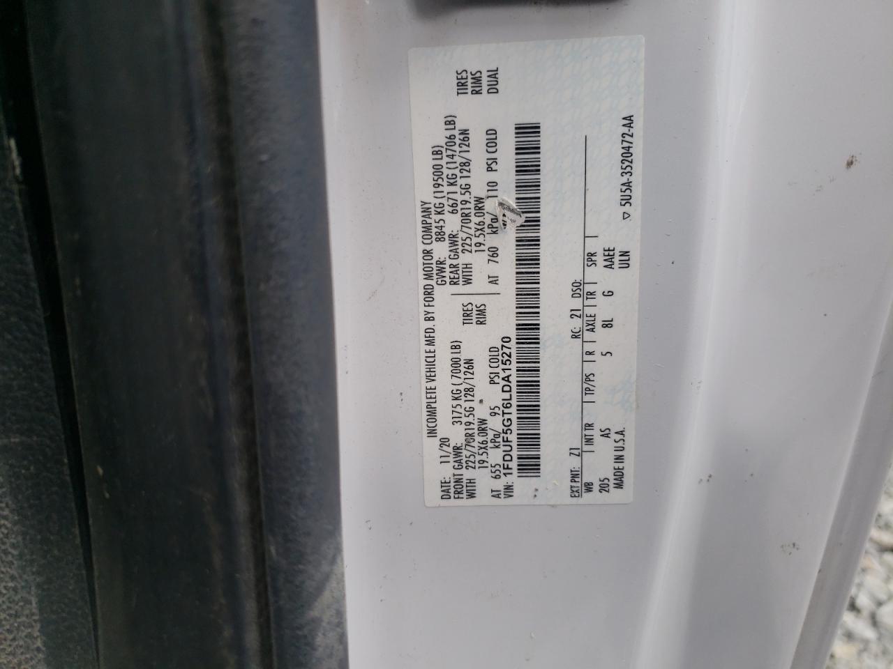 1FDUF5GT6LDA15270 FORD F550 2020