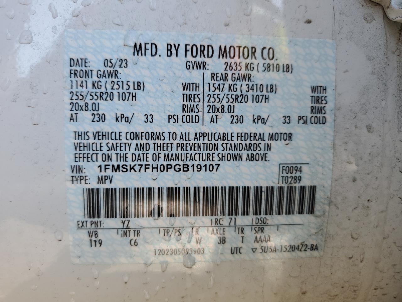 1FMSK7FH0PGB19107 FORD EXPLORER 2023