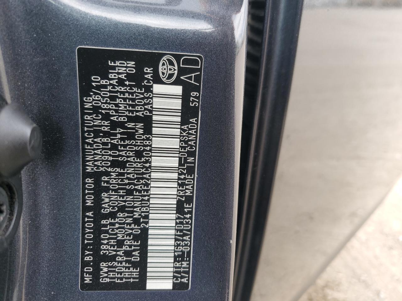 2T1BU4EE2AC430483 2010 Toyota Corolla Base