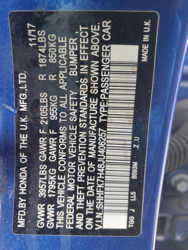 SHHFK7H48JU406257 2018 Honda Civic Sport