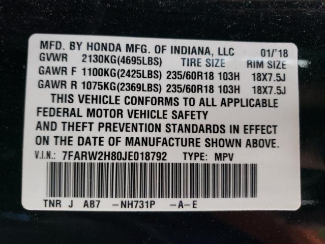 2018 Honda Cr-V Exl VIN: 7FARW2H80JE018792 Lot: 43130654