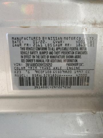 2022 Nissan Sentra Sv VIN: 3N1AB8CV2NY229252 Lot: 51766464