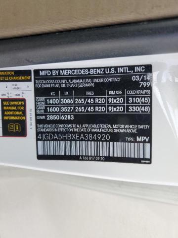 VIN 4JGDA5HBXEA384920 2014 Mercedes-Benz ML-Class, ... no.13