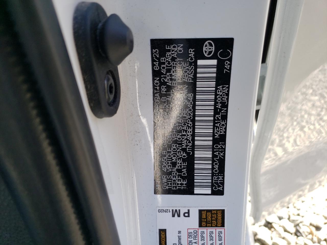 JTNC4MBE6P3204548 TOYOTA COROLLA 2023