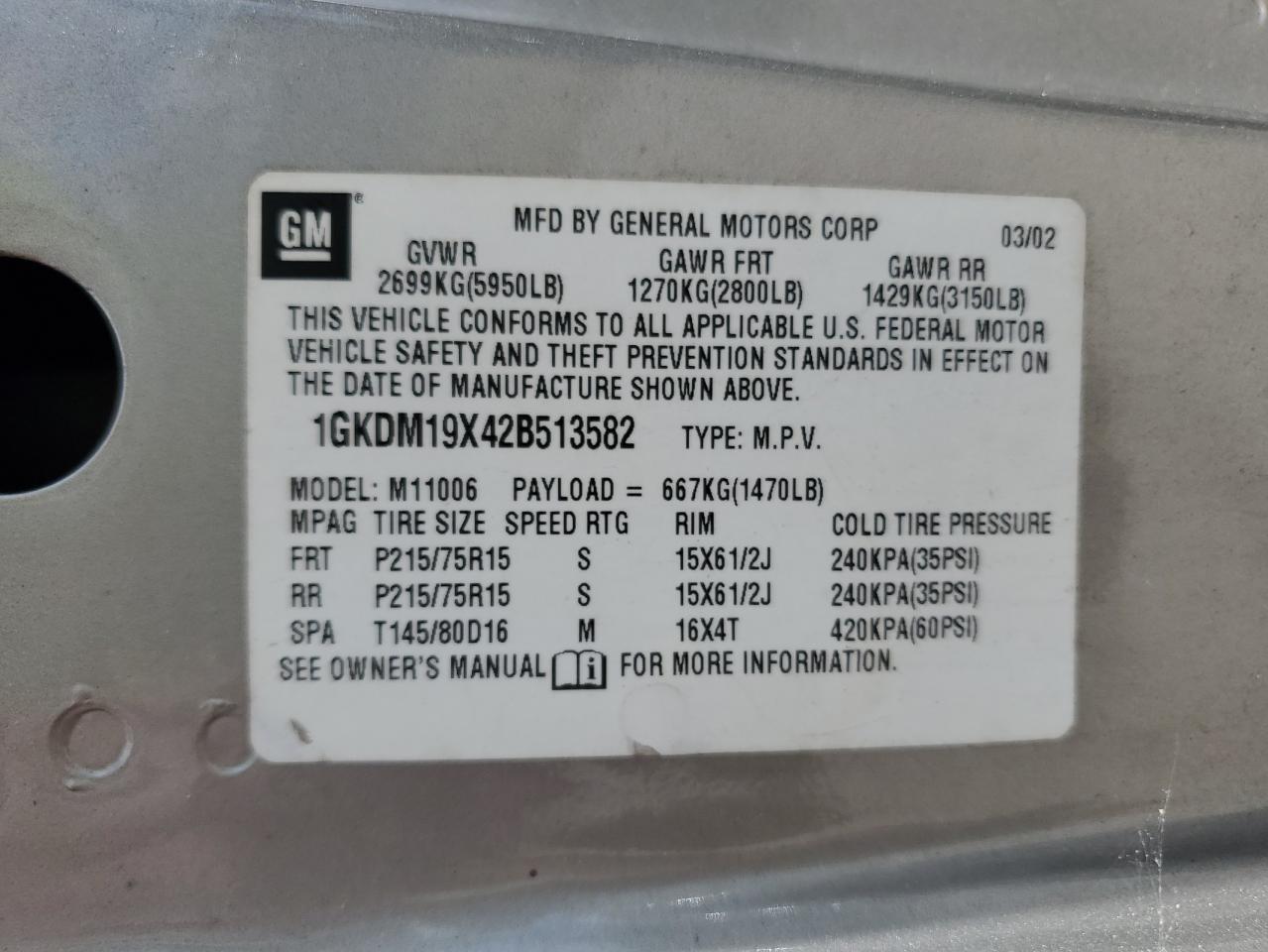 1GKDM19X42B513582 2002 GMC Safari Xt
