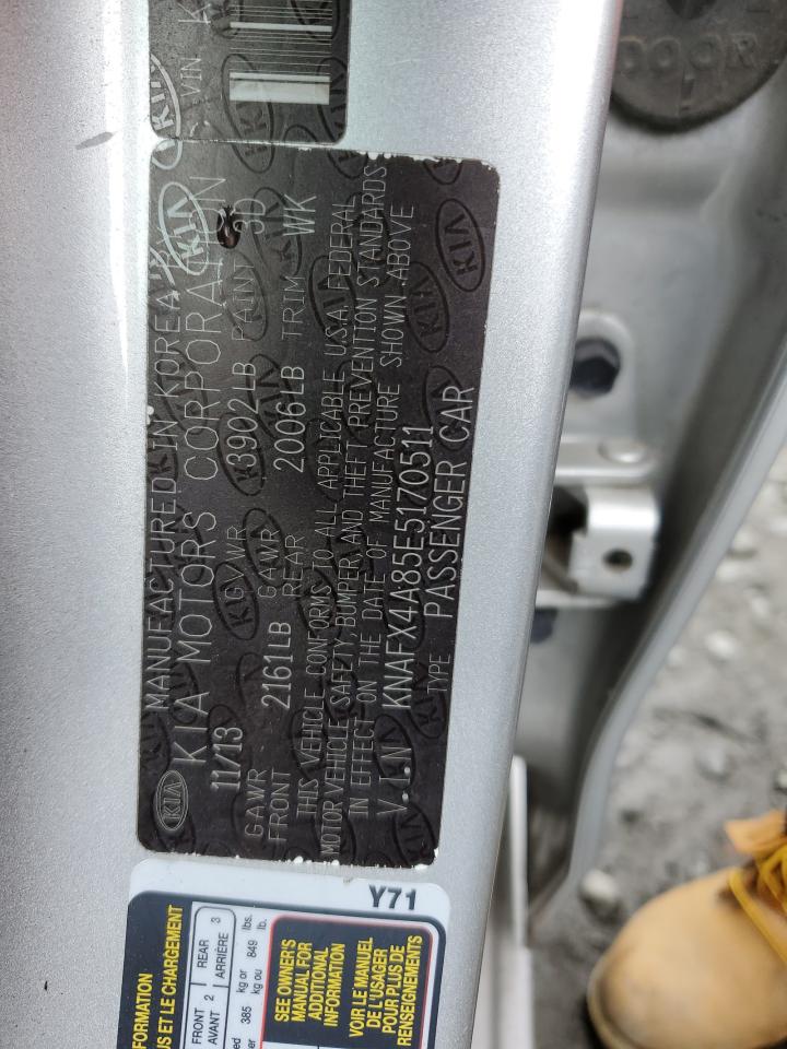 KNAFX4A85E5170511 2014 Kia Forte Ex