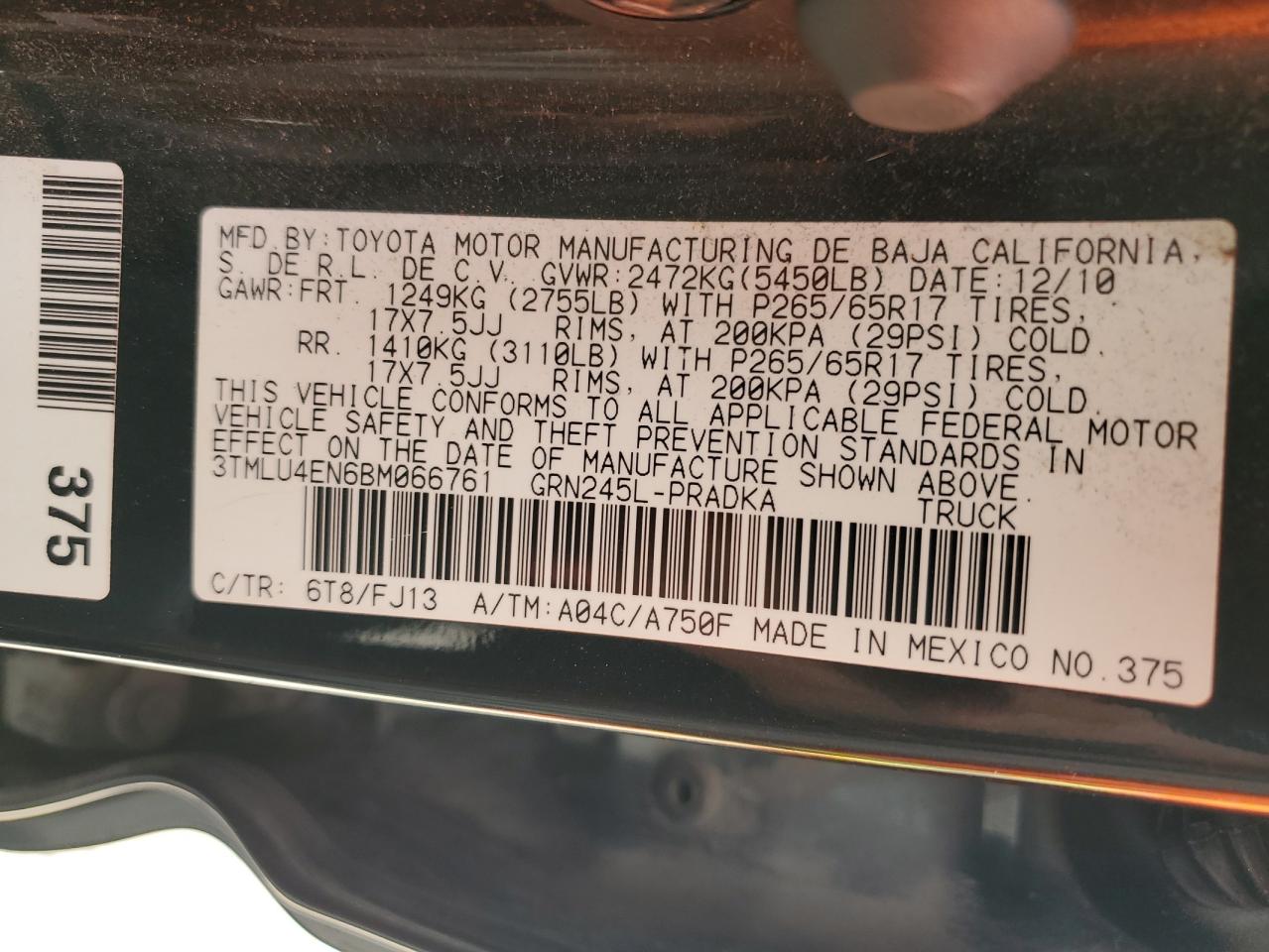 3TMLU4EN6BM066761 2011 Toyota Tacoma Double Cab