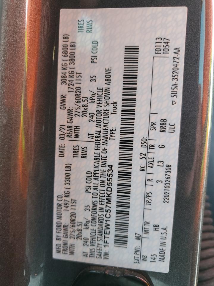 1FTEW1C57MKD55534 FORD F-150 2021