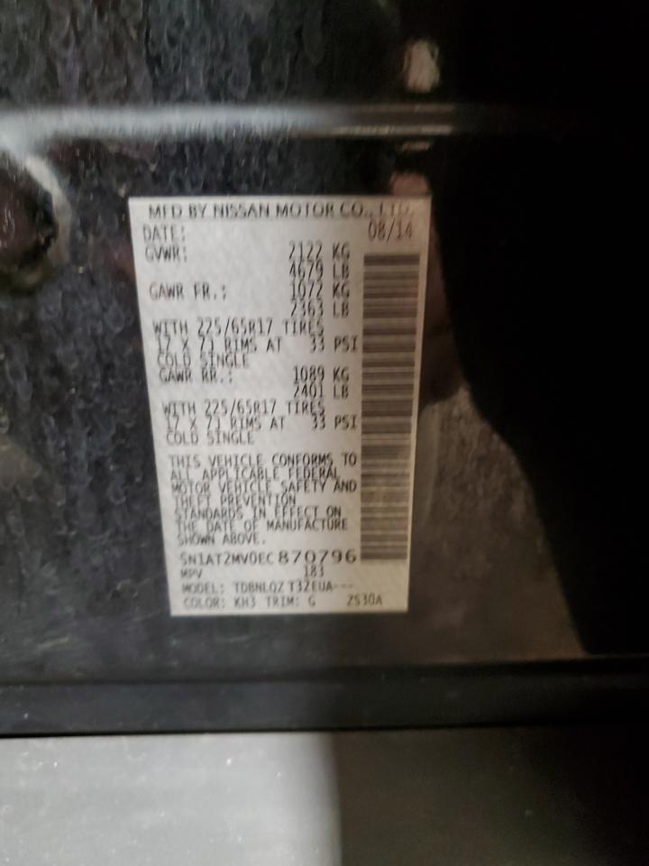 5N1AT2MV0EC870796 2014 Nissan Rogue S