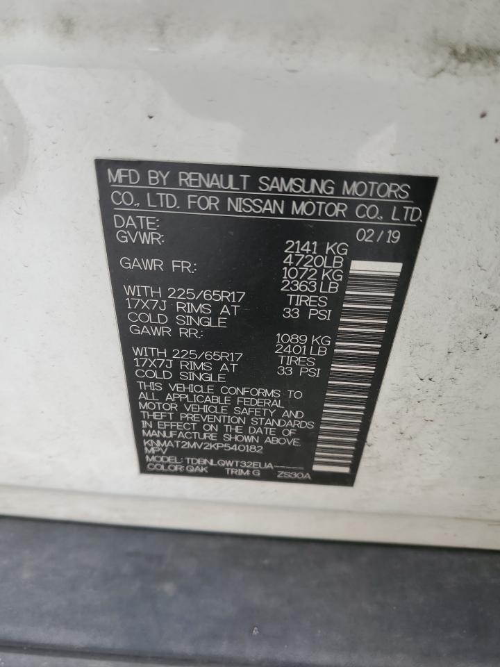 KNMAT2MV2KP540182 NISSAN ROGUE 2019