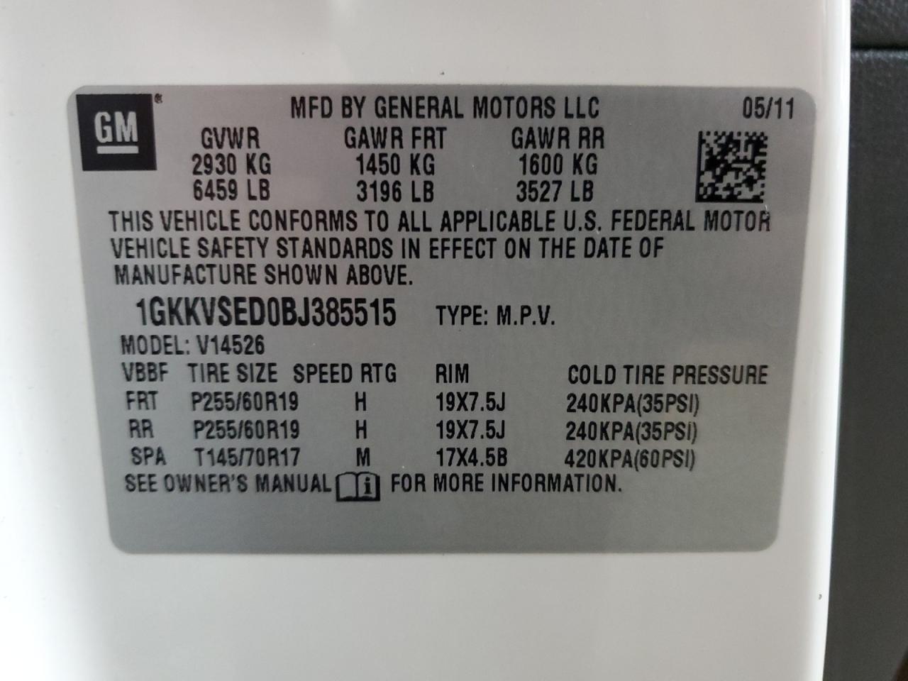 1GKKVSED0BJ385515 2011 GMC Acadia Slt-2