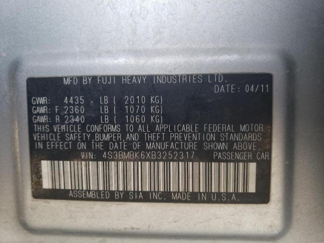 2011 Subaru Legacy 2.5I Limited VIN: 4S3BMBK6XB3252317 Lot: 51766064